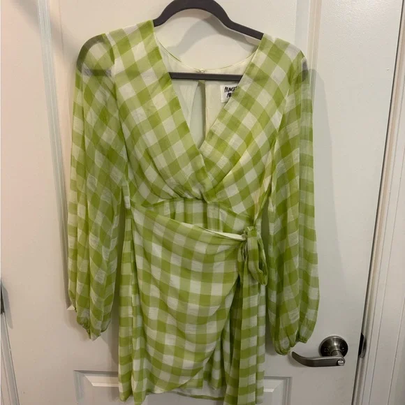 Princess Polly Green Checkered Wrap Dress - Picture 2 of 4